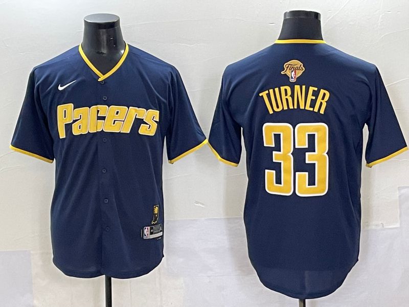 Men 2025 Indiana Pacers 33 Turner Blue Joint Name NBA Jersey style 22